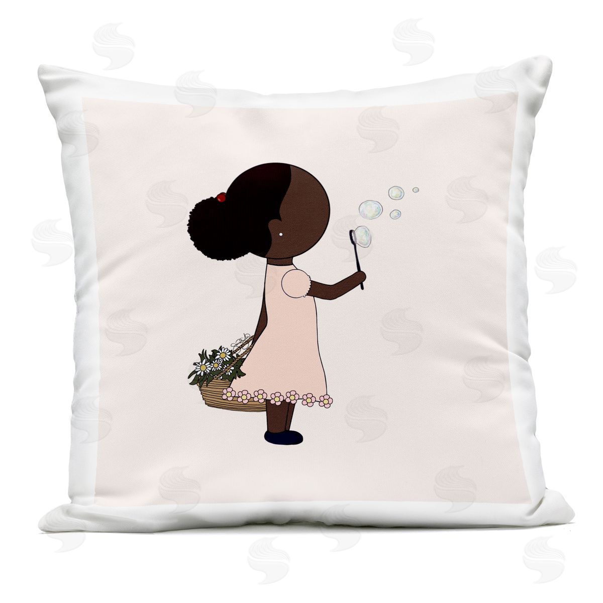Sierra Siler Girl with Bubbles Plush Polyester Art Print Pillow