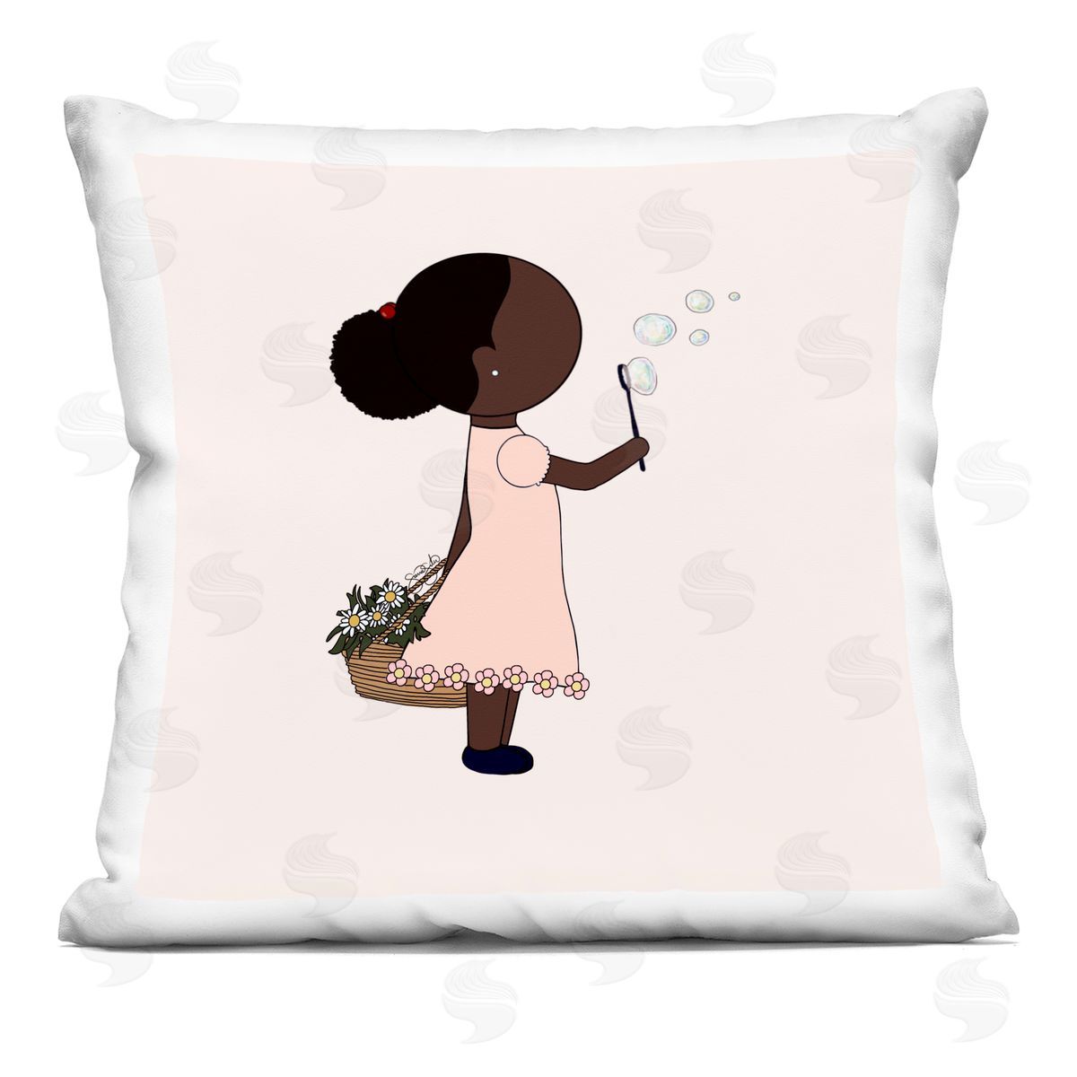 Sierra Siler Girl with Bubbles Plush Polyester Art Print Pillow