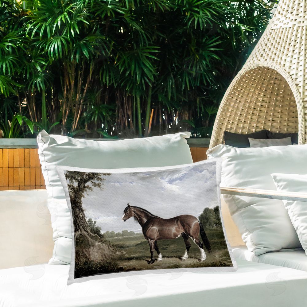 Corinne Haig Majestic Equine Nature Portrait Outdoor Rectangular Pillow on Patio