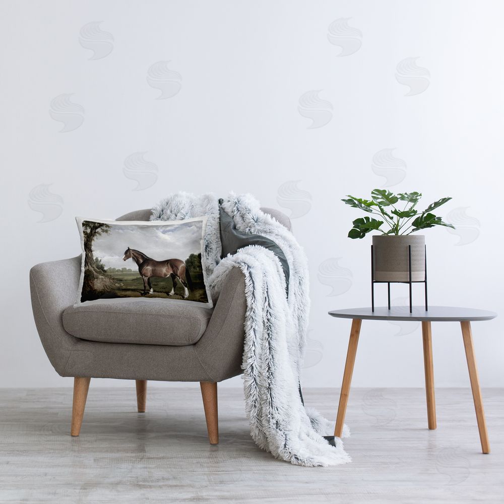 Corinne Haig Majestic Equine Nature Portrait Indoor Rectangular Pillow on Chair