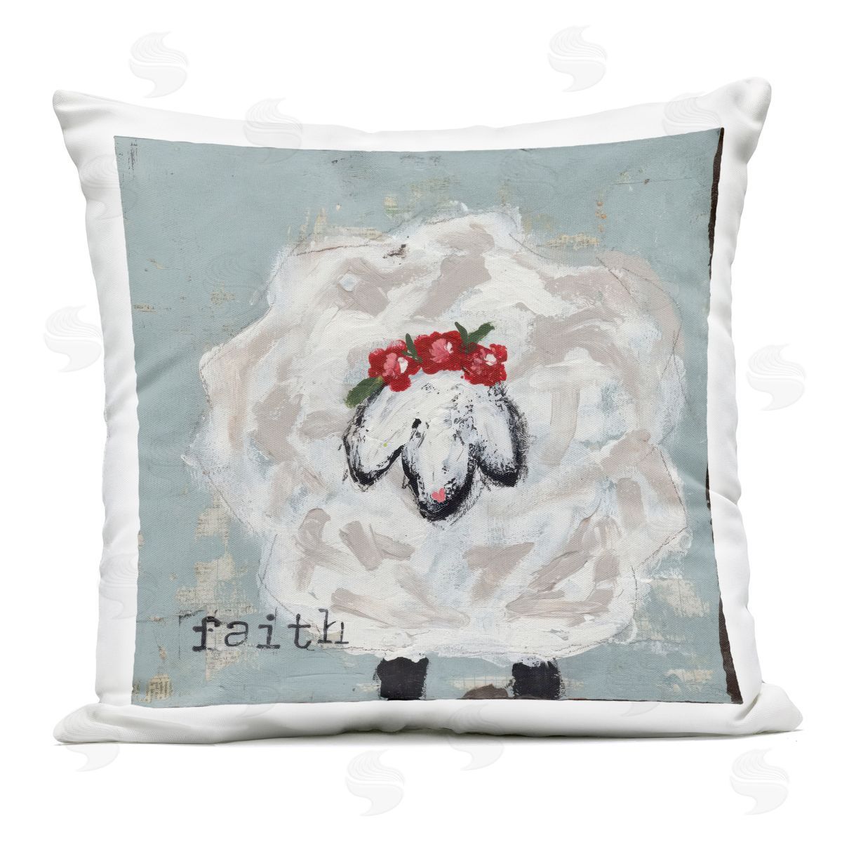 Cassandra Cushman Uplifting Faith Sheep Plush Polyester Art Print Pillow