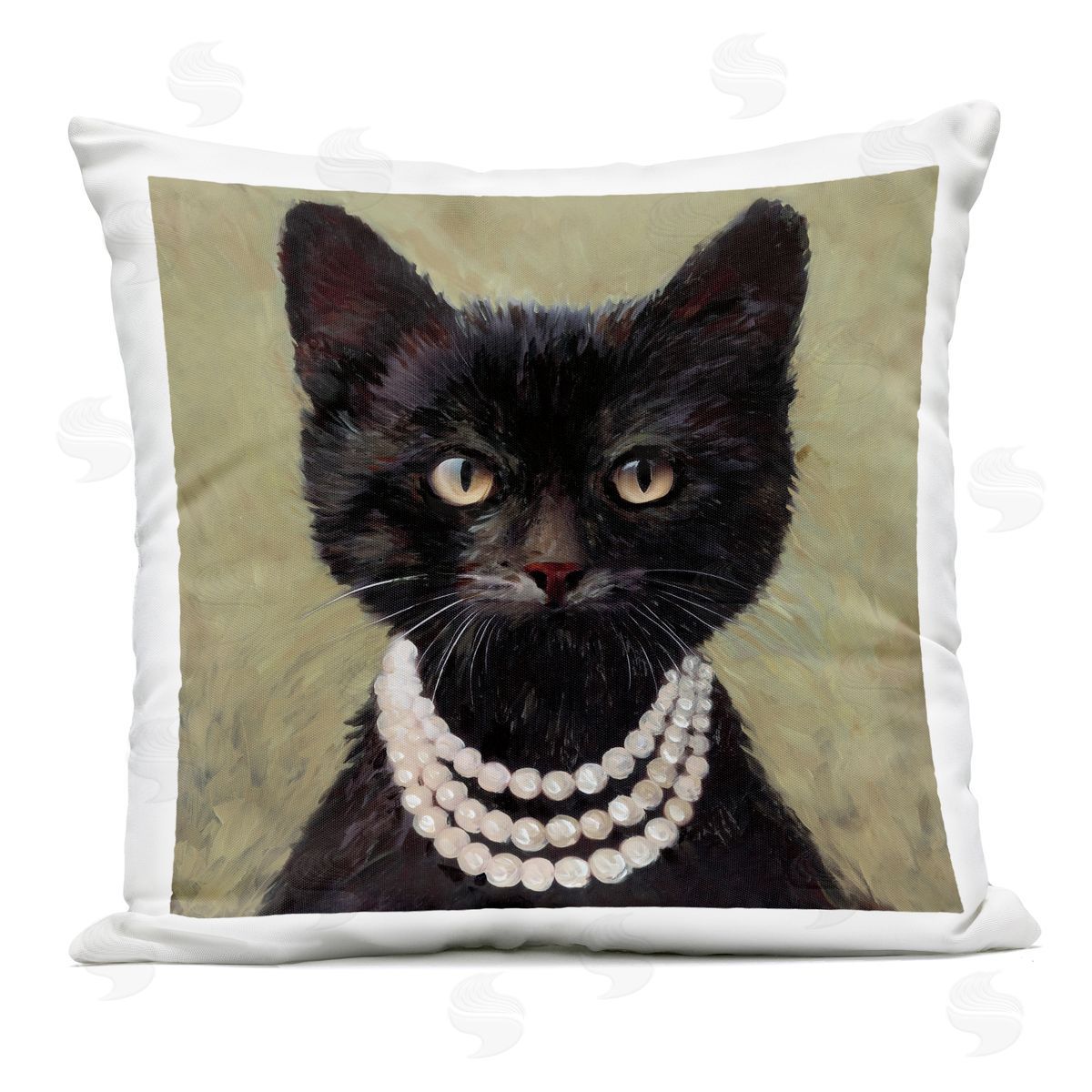 Wani Pasion Elegant Black Cat with Necklace Plush Polyester Art Print Pillow