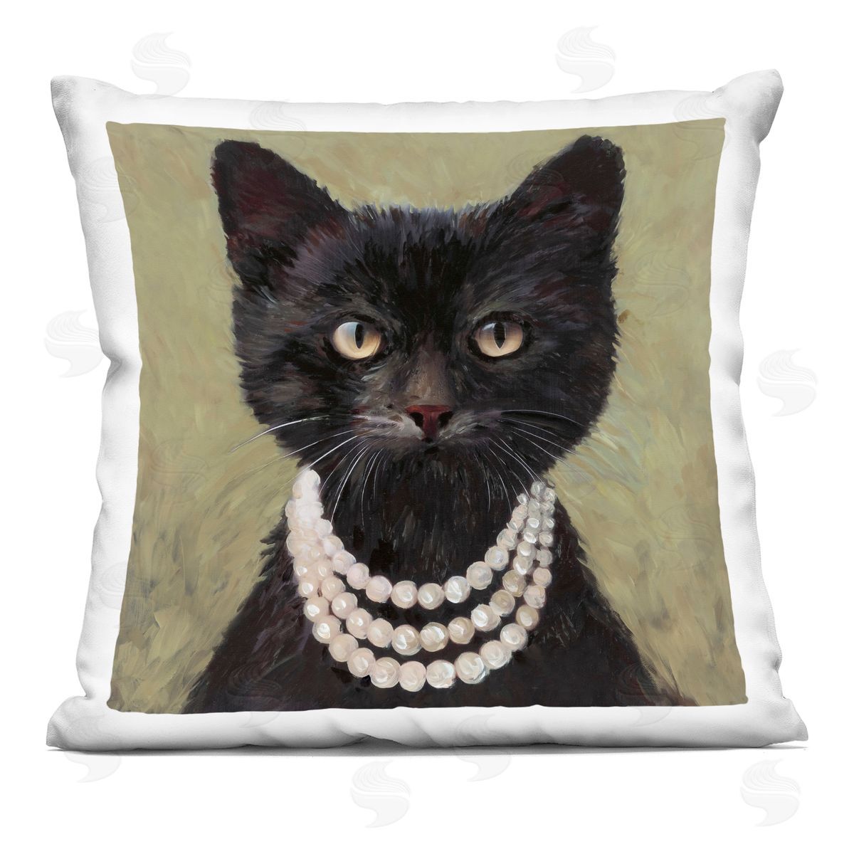 Wani Pasion Elegant Black Cat with Necklace Plush Polyester Art Print Pillow