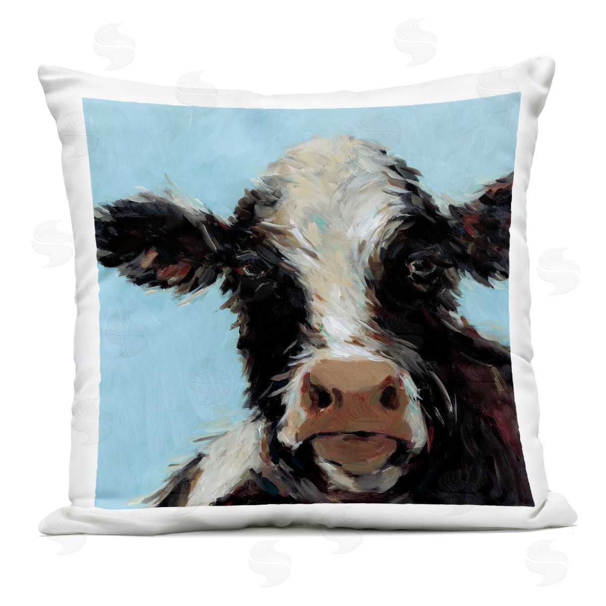 Wani Pasion Cow with Wispy Hair Plush Polyester Art Print Pillow