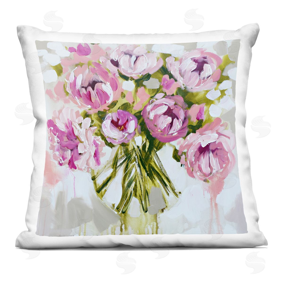 Amanda Brooks Bundle Of Daubed Peonies Plush Polyester Art Print Pillow