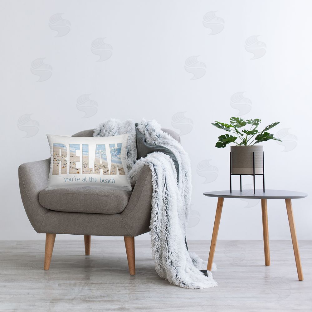 Seven Trees Design Relax You're At The Beach Printed Indoor Throw Pillow in Room