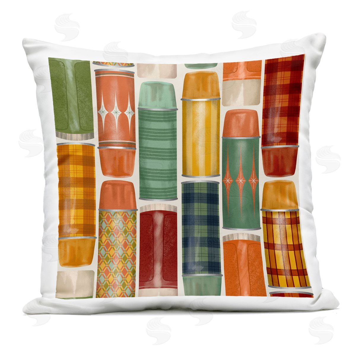 Jilly Jack Designs Retro Designs Fall Thermos Plush Polyester Art Print Pillow
