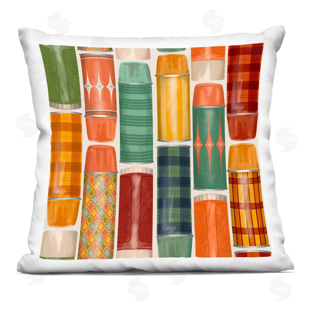 Jilly Jack Designs Retro Designs Fall Thermos Plush Polyester Art Print Pillow