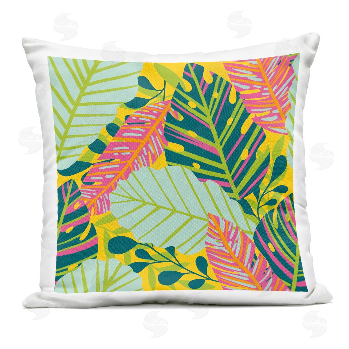 Jilly Jack Designs Tropical Leaf Toss Plush Polyester Art Print Pillow