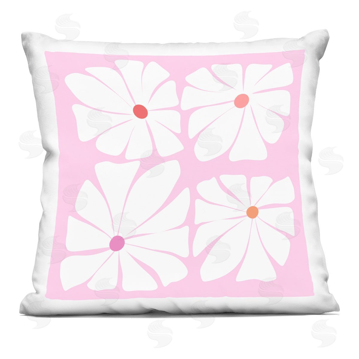 Pooja Dave Four Contemporary Daisies Plush Polyester Art Print Pillow