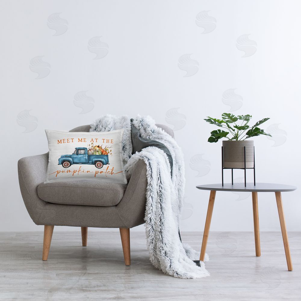 Lux + Me Designs Meet Me Pumpkin Patch Indoor Rectangular Pillow on Chair