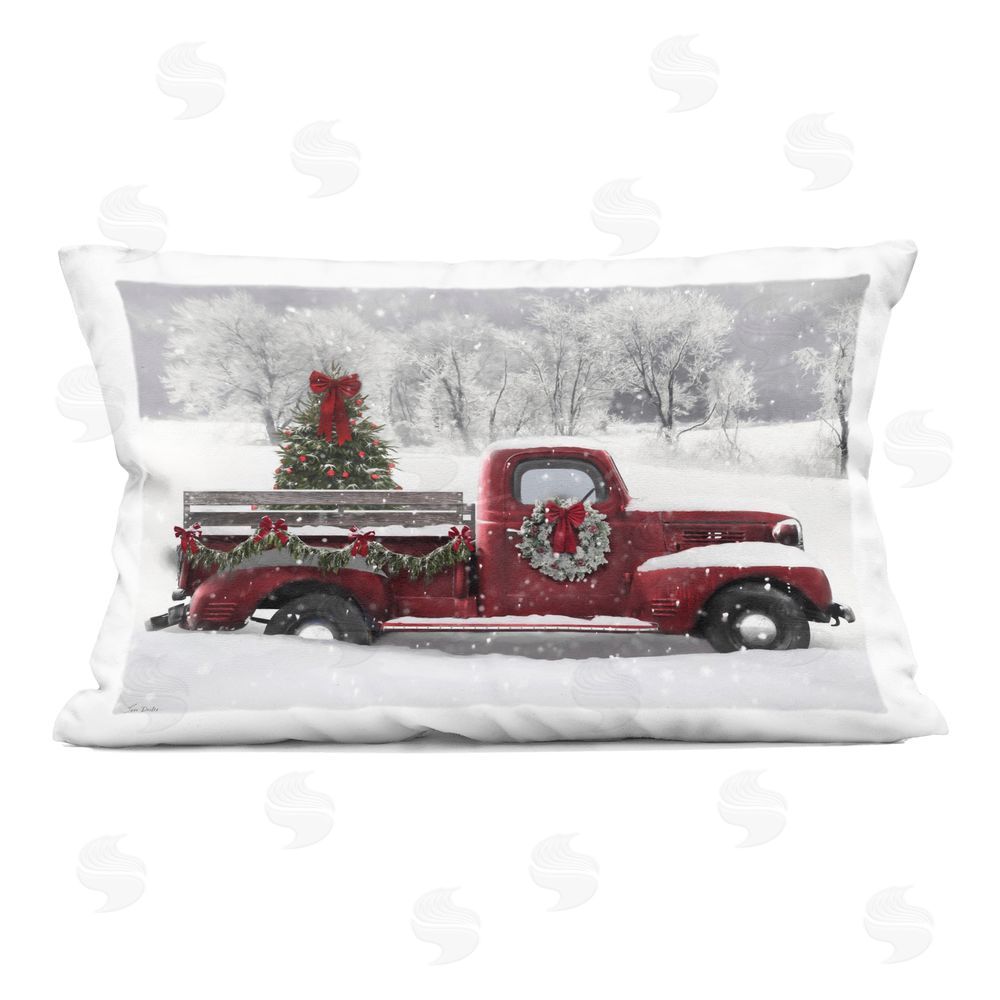Lori Deiter Wreath Bedecked Christmas Truck Indoor Printed Pillow