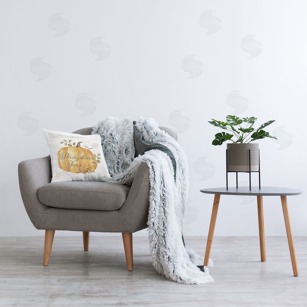Yass Naffas Designs Pumpkin Time over Rustic Indoor Square Pillow on Chair