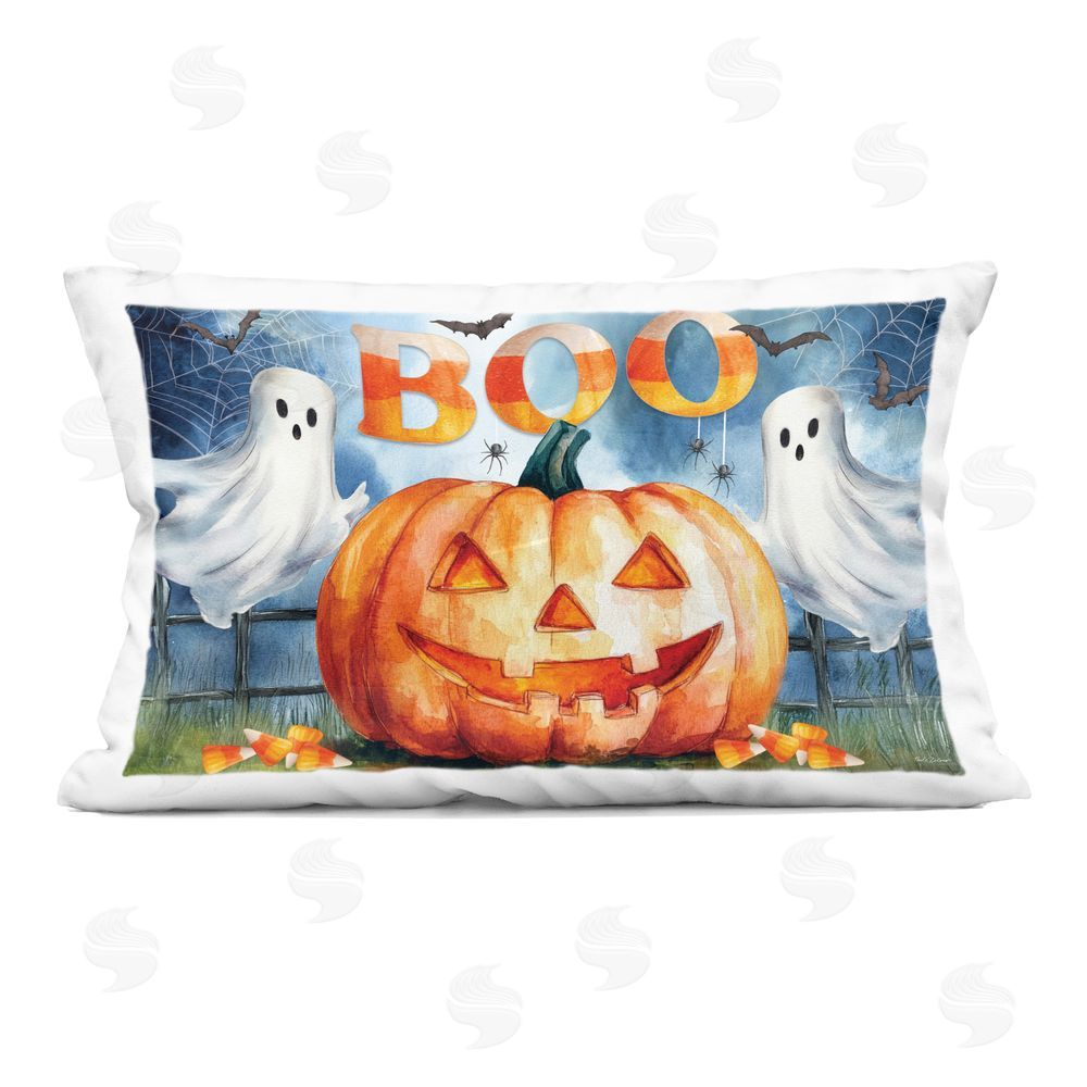 Nicole DeCamp Boo Ghosts & Jack-o-Lantern Indoor Printed Pillow Art