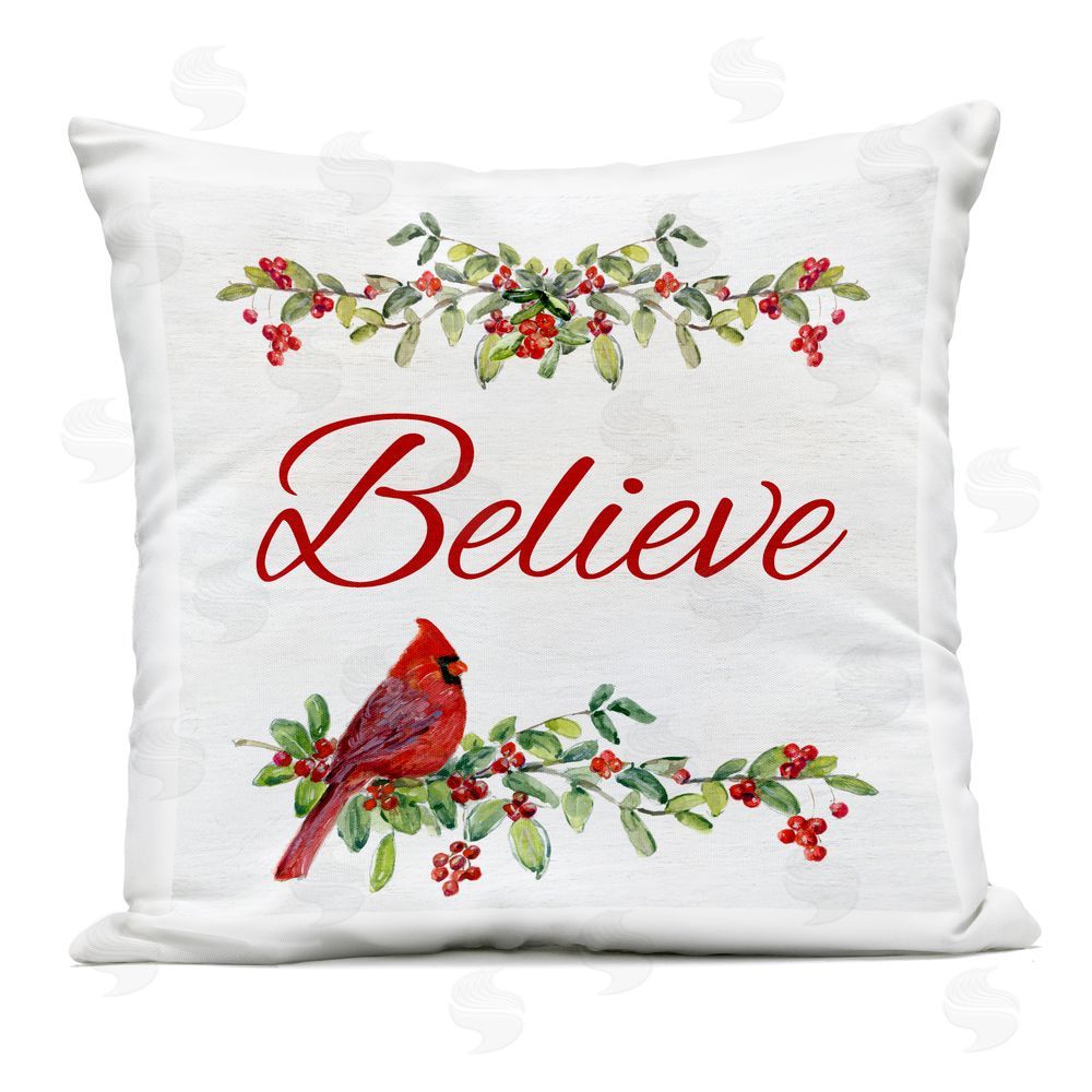 Sally Swatland Festive Believe Greenery Outdoor Printed Pillow