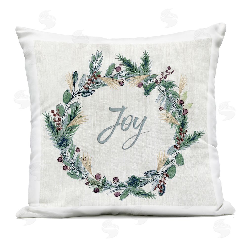 Susan Jill Joy Seasonal Greenery Wreath Outdoor Printed Pillow