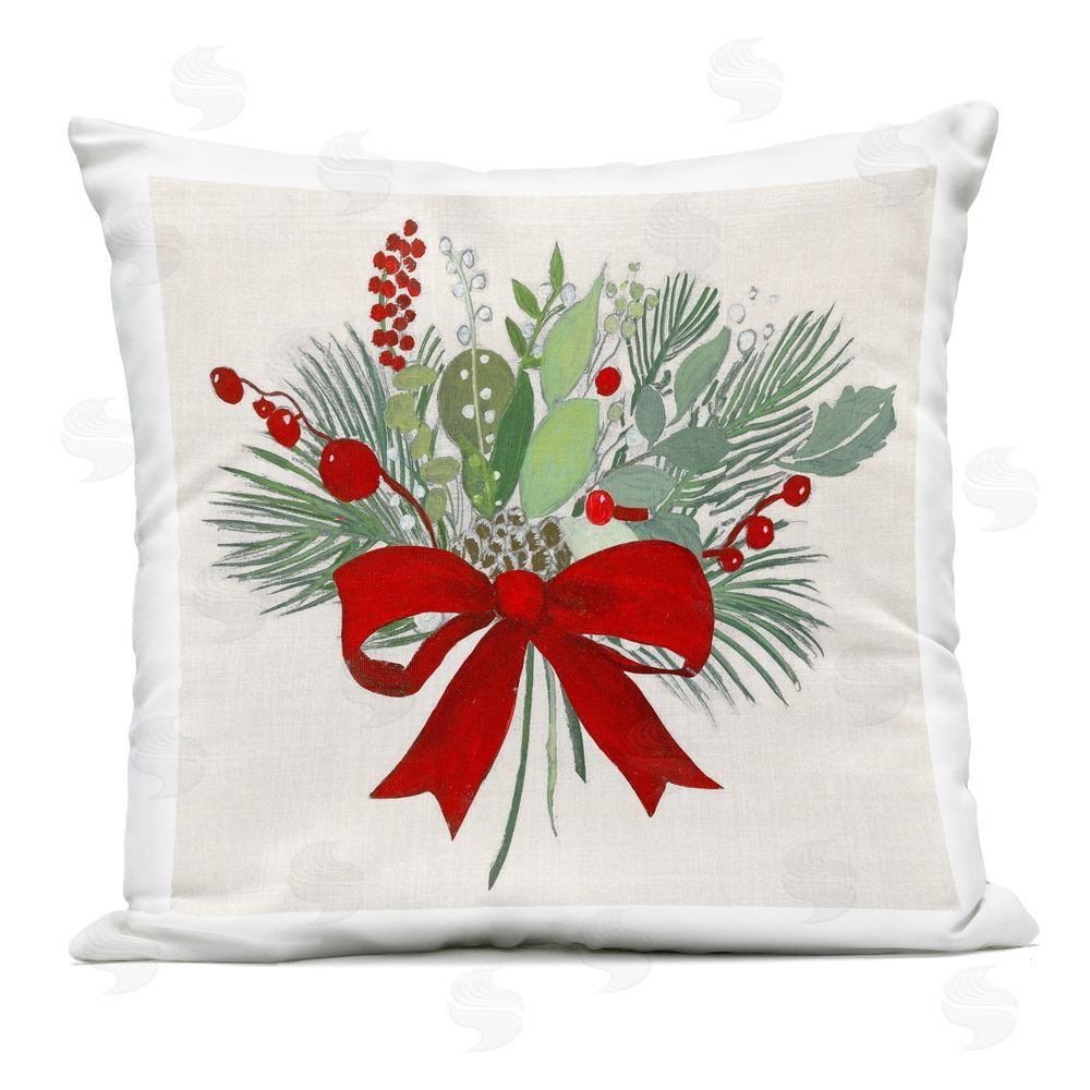 Tava Studios Merry Berry Bow Outdoor Printed Pillow