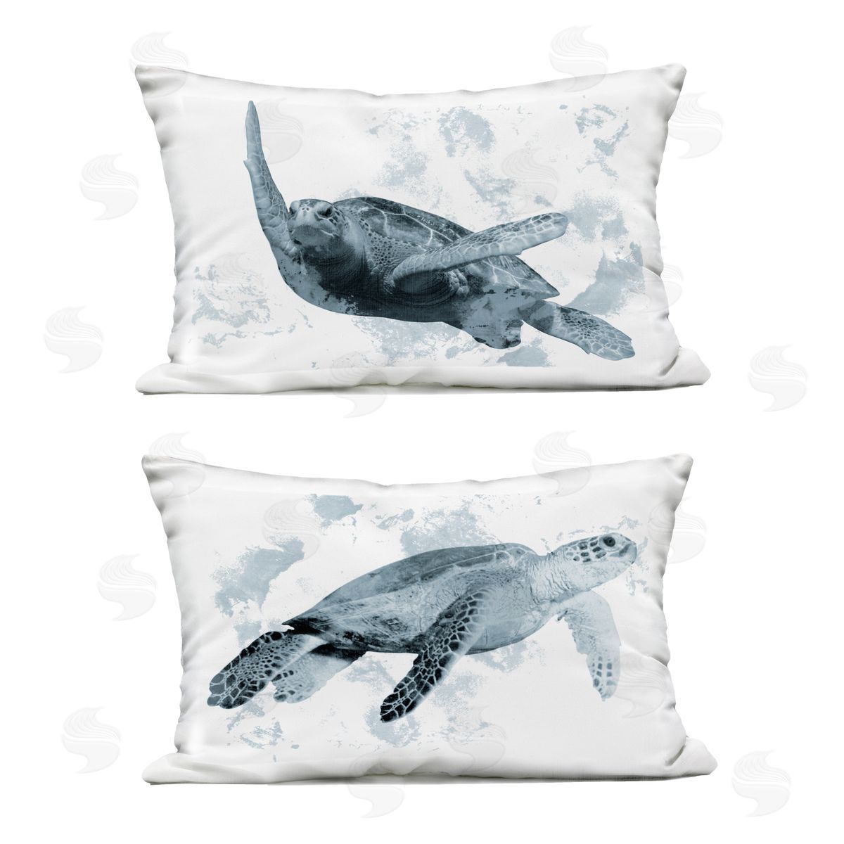 Marcus Prime Blue Weathered Turtle Portraits Plush Polyester Art Print Pillow