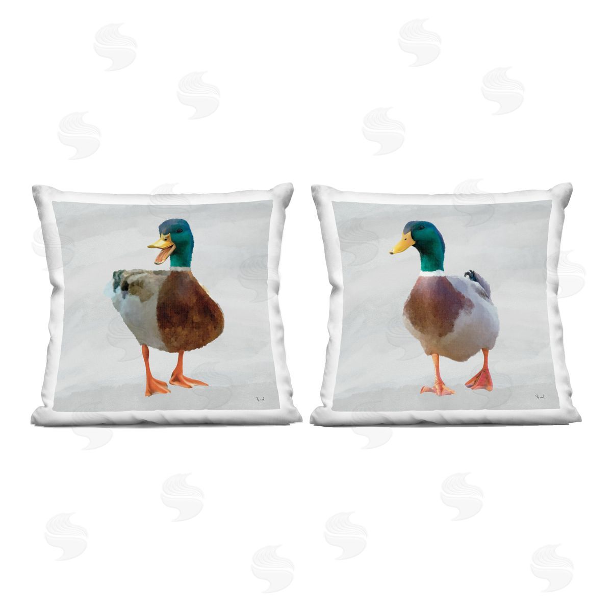 Renel Peters Pair of Squawking Ducks Plush Polyester Art Print Pillow