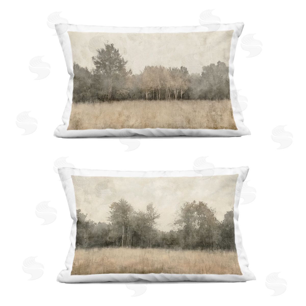 Mona Grace Woodland Watercolor Field Plush Polyester Art Print Pillow