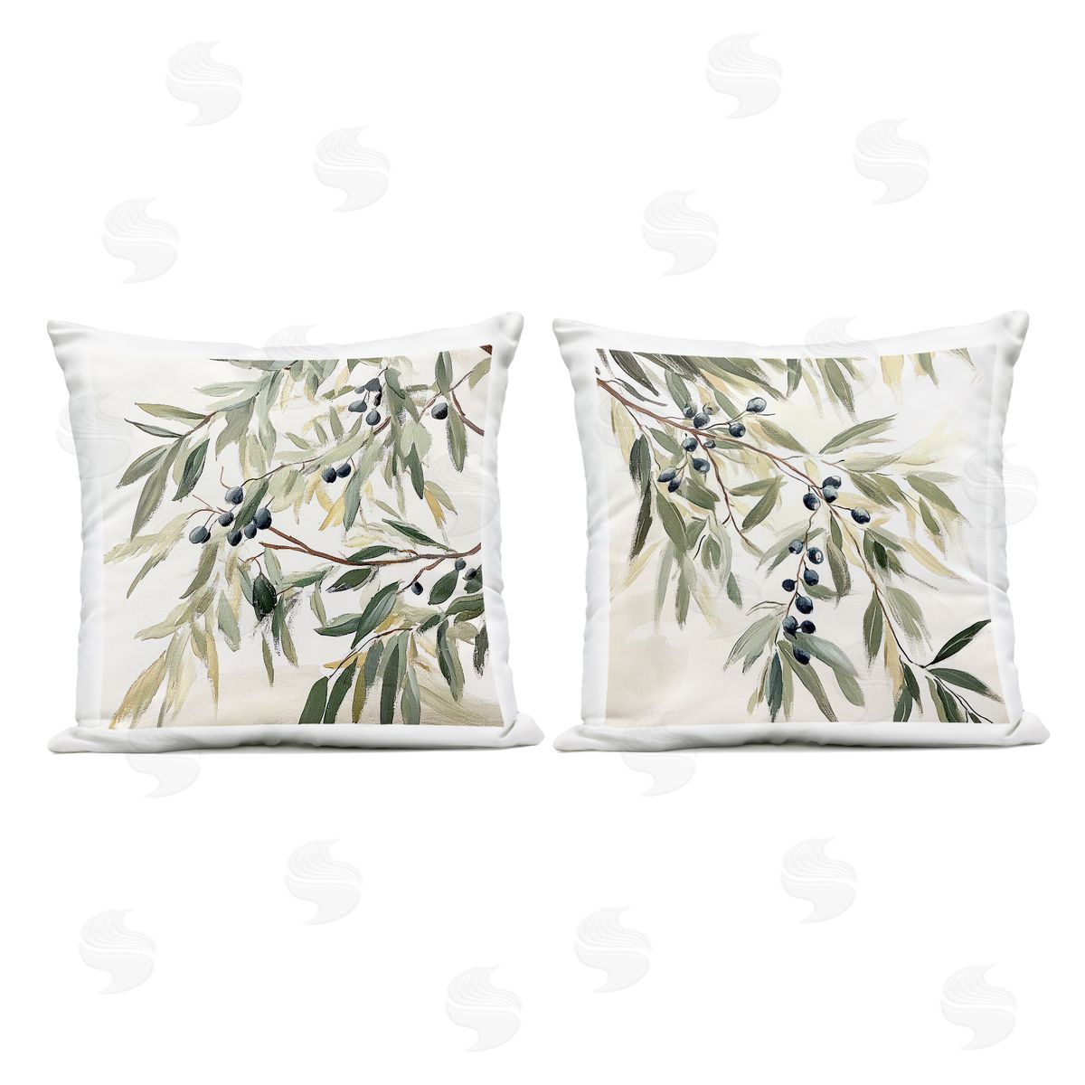 Mona Grace Olive Branches in Pastel Plush Polyester Art Print Pillow