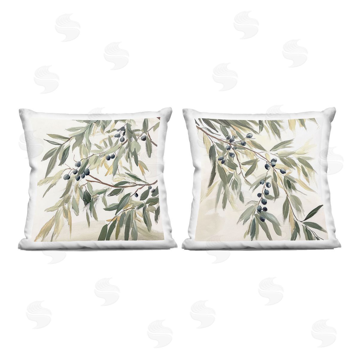 Mona Grace Olive Branches in Pastel Plush Polyester Art Print Pillow