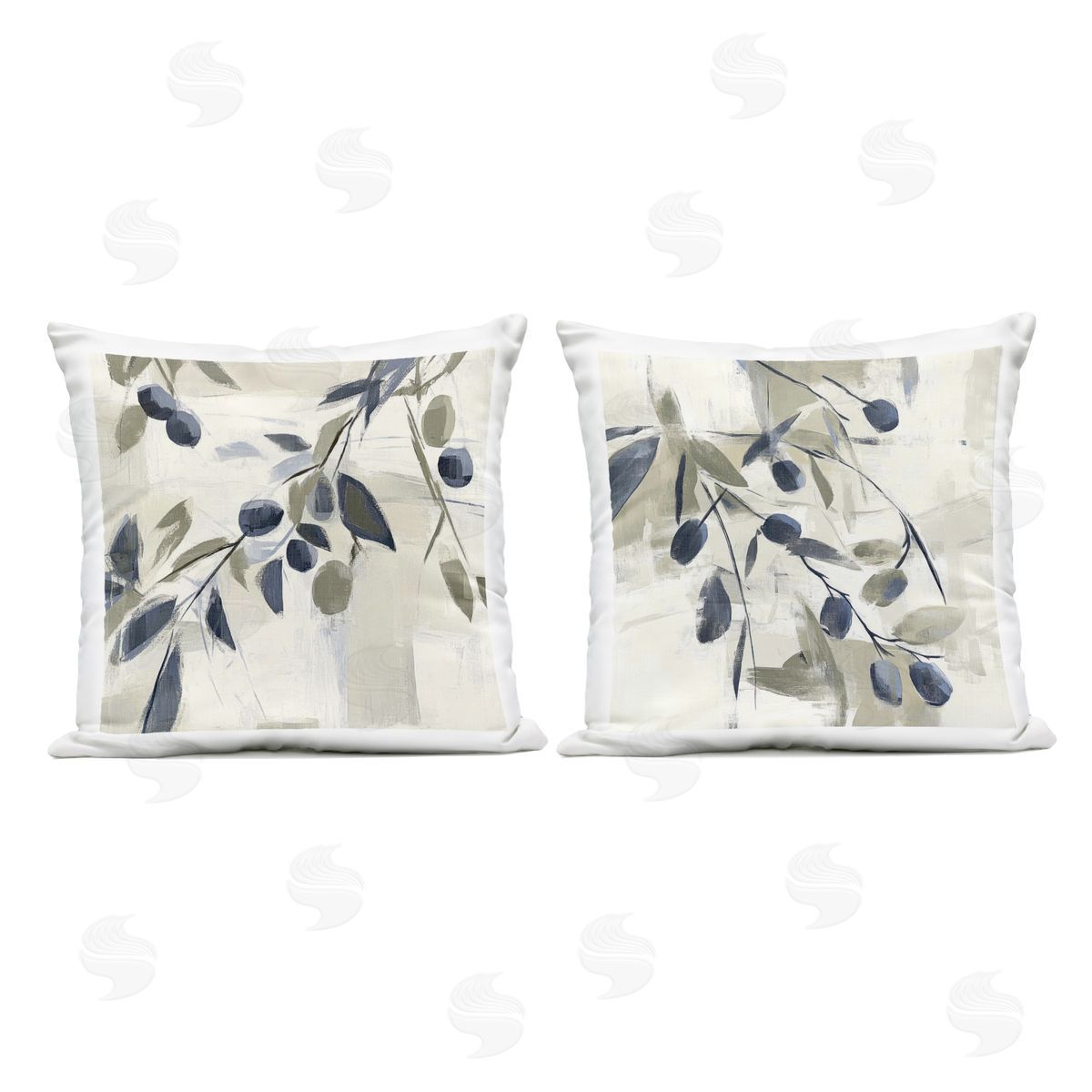 Mona Grace Mediterranean Green Olives Plush Polyester Art Print Pillow