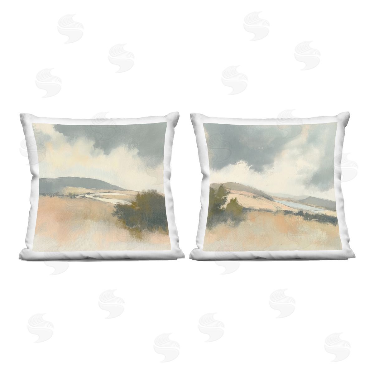 Mona Grace Landscape of Brush Strokes Plush Polyester Art Print Pillow
