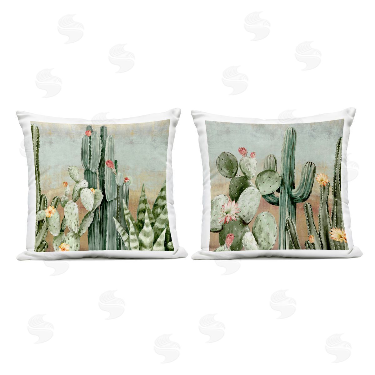 Luna Mavis Cactus Blooms Among Thorns Plush Polyester Art Print Pillow