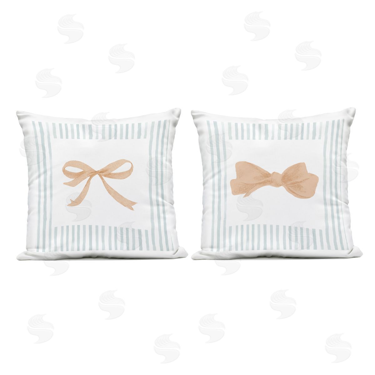 PATRICIA PINTO Striped Border Bow Plush Polyester Art Print Pillow