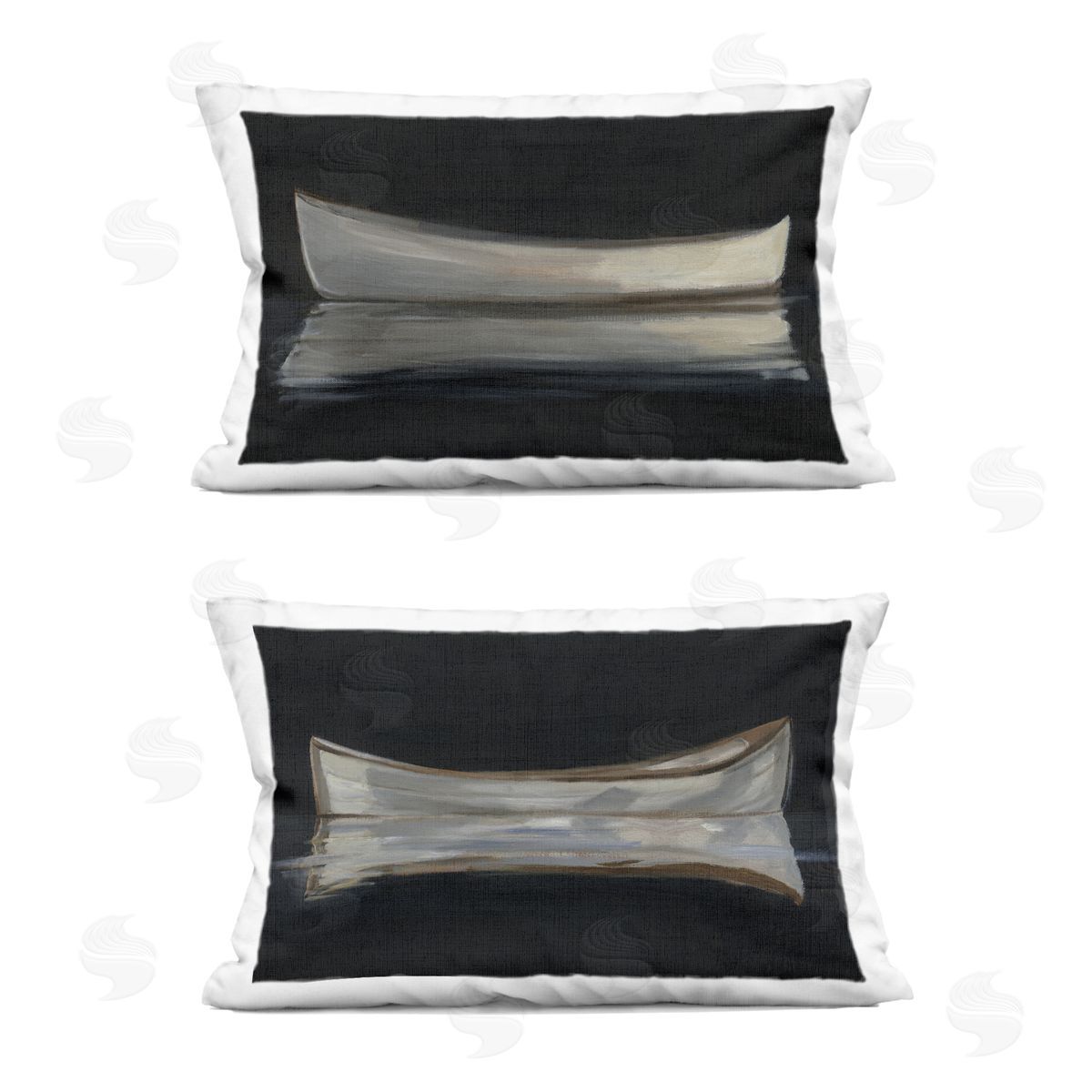 Ethan Harper Still Canoe Reflections Plush Polyester Art Print Pillow