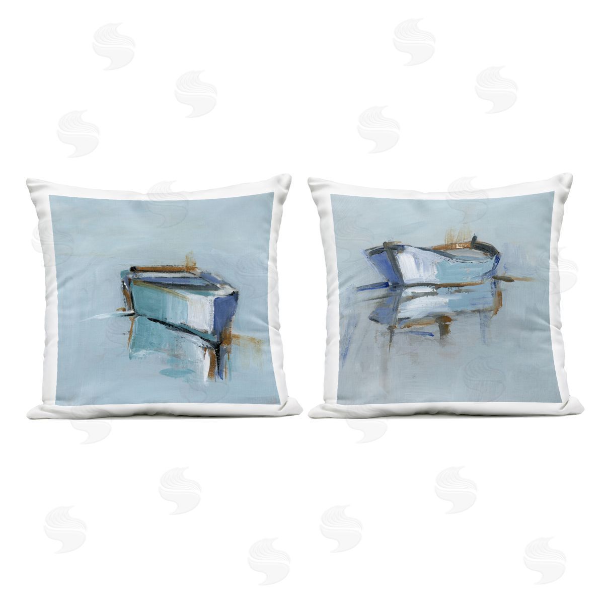 Ethan Harper Calm Boat Reflection Plush Polyester Art Print Pillow