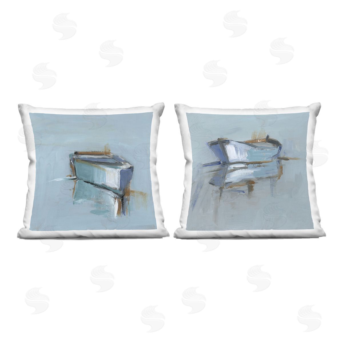 Ethan Harper Calm Boat Reflection Plush Polyester Art Print Pillow