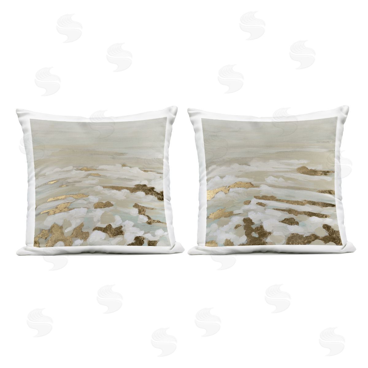 June Erica Vess Gilded Surf Abstract Coast Plush Polyester Art Print Pillow