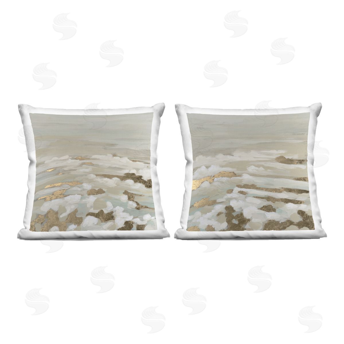 June Erica Vess Gilded Surf Abstract Coast Plush Polyester Art Print Pillow