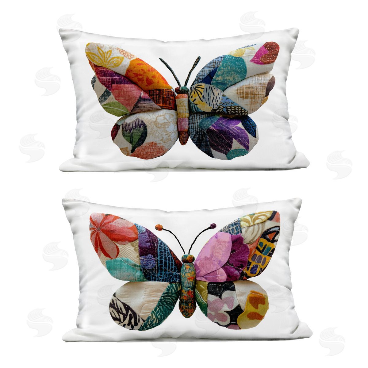 Annabelle Hall Vivid Patchwork Butterflies Plush Polyester Art Print Pillow
