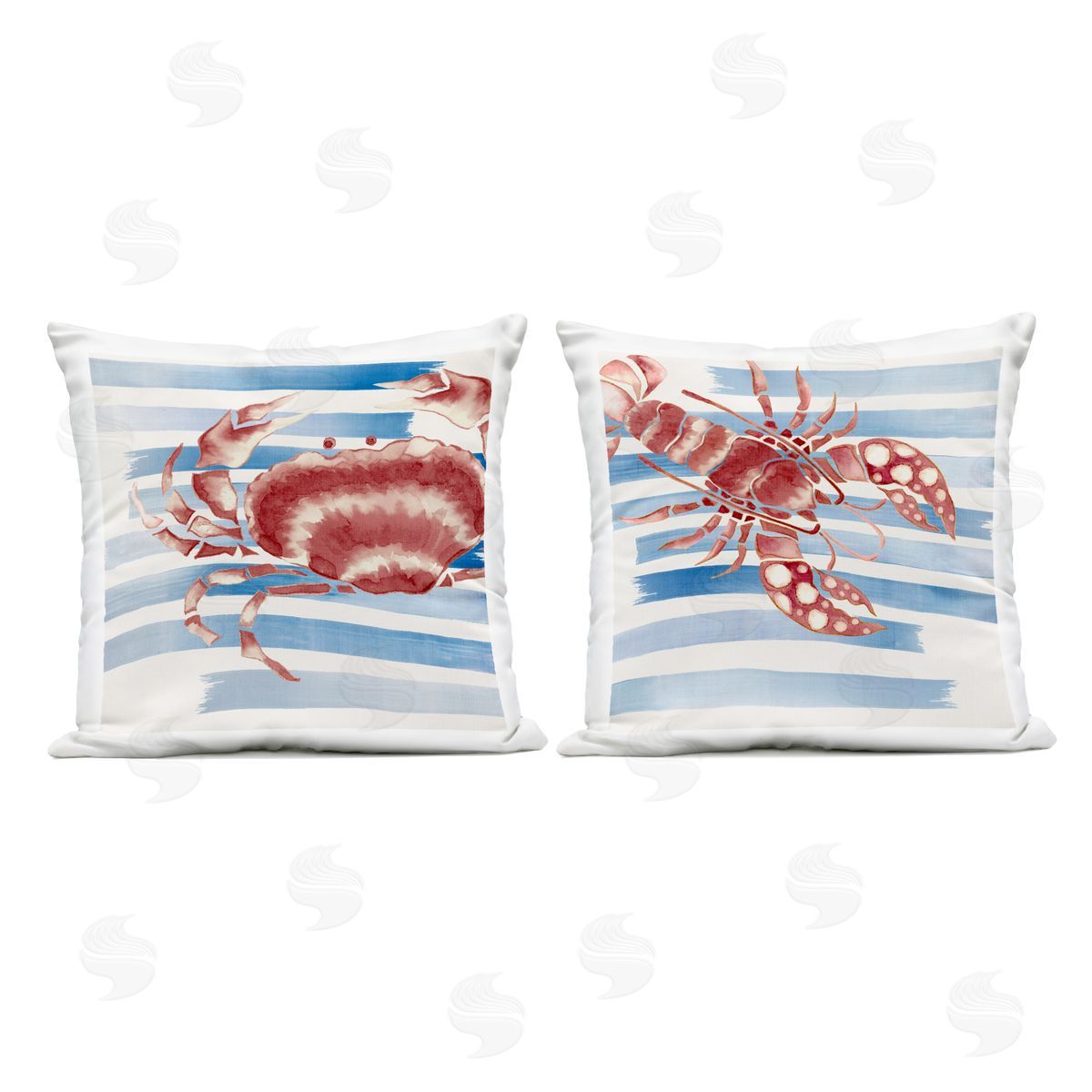 Eli Jones Striped Claws Sea Creatures Plush Polyester Art Print Pillow