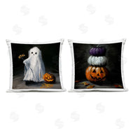Lindsay Kivi Fine Art | Vintage Halloween Ghost & Pumpkin Stack