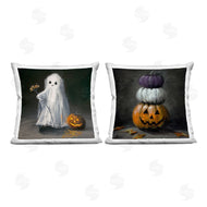 Lindsay Kivi Fine Art | Vintage Halloween Ghost & Pumpkin Stack