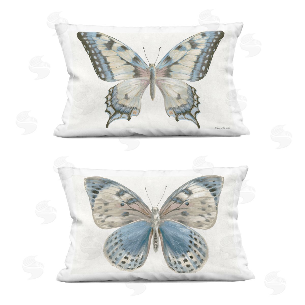 Danhui Nai Blue Accented Butterflies Indoor Printed Pillow Set