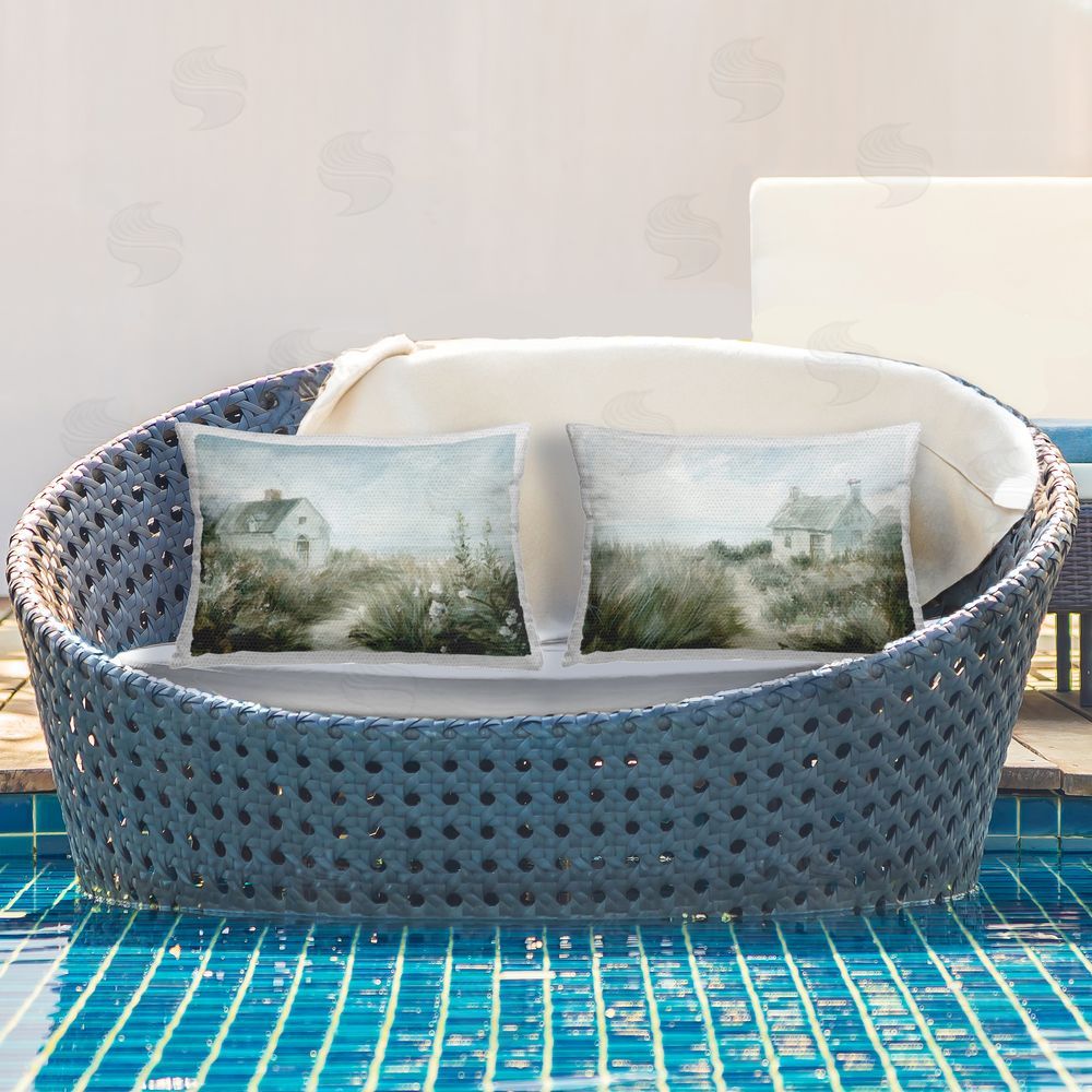 Danhui Nai Paths to Windswept Cottages Outdoor Pillow Set on Patio