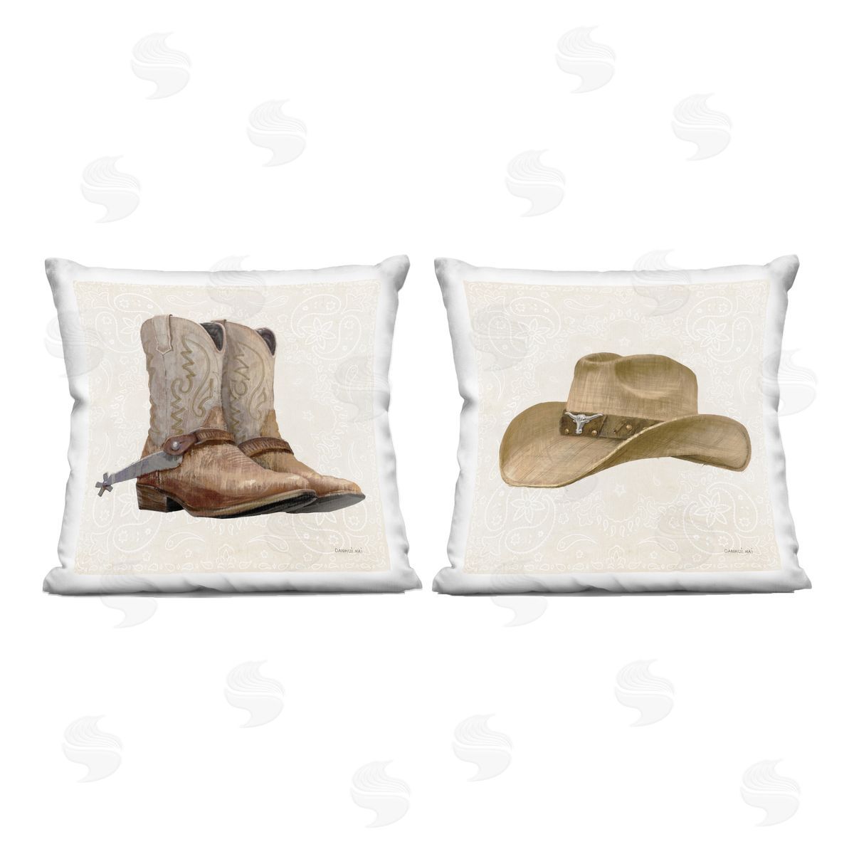 Danhui Nai Range Riders Hat & Boots Indoor Printed Pillow Set