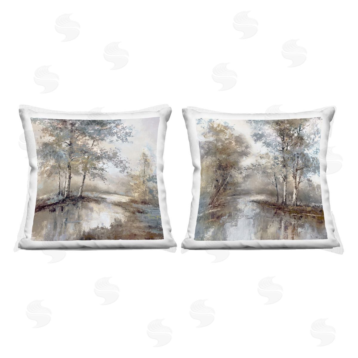 T.C. Chiu Meandering River Tree Scene Indoor Printed Pillow Set