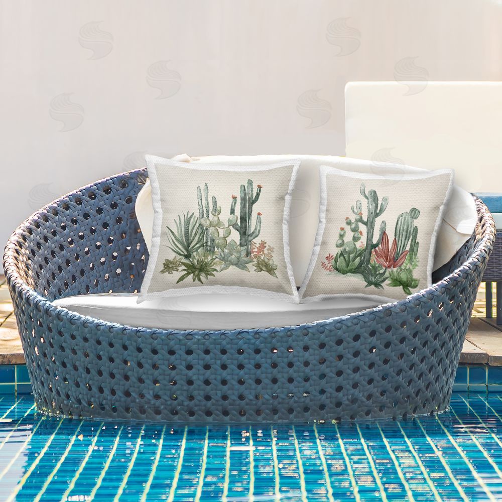 Nan Mojave Desert Cacti Outdoor Pillow Set on Patio