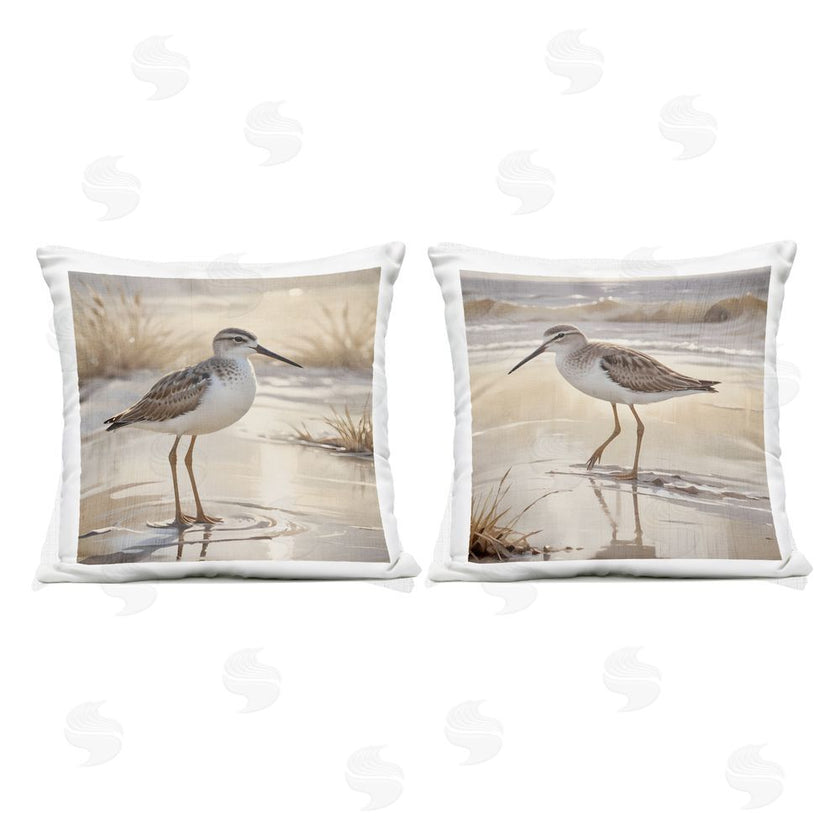 Susan Arnot | Sunlit Sandpipers Wading Shore