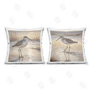 Susan Arnot | Sunlit Sandpipers Wading Shore