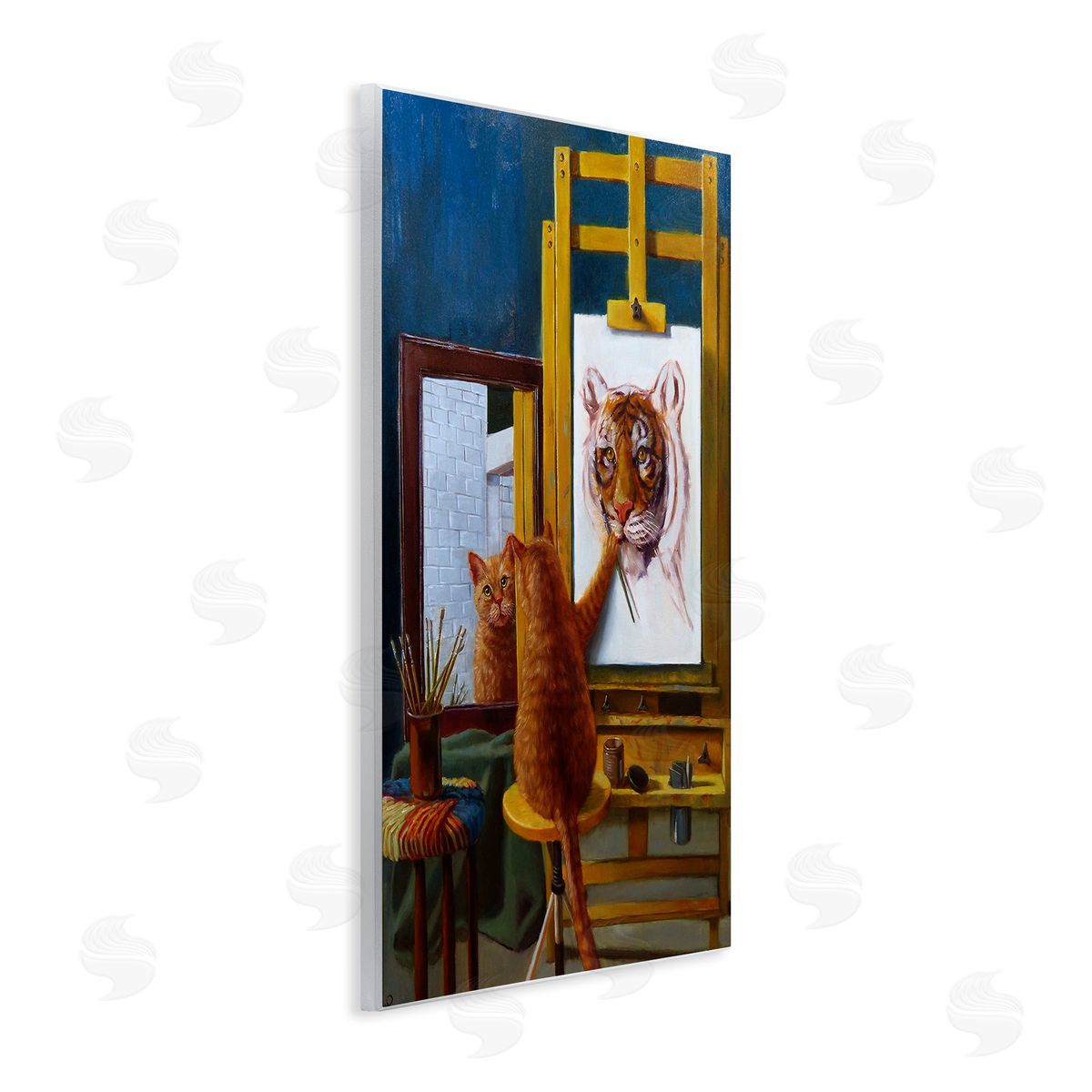 Cat Confidence Self Portrait Wood Plaque Wall Art, Home Decor by Lucia Heffernan