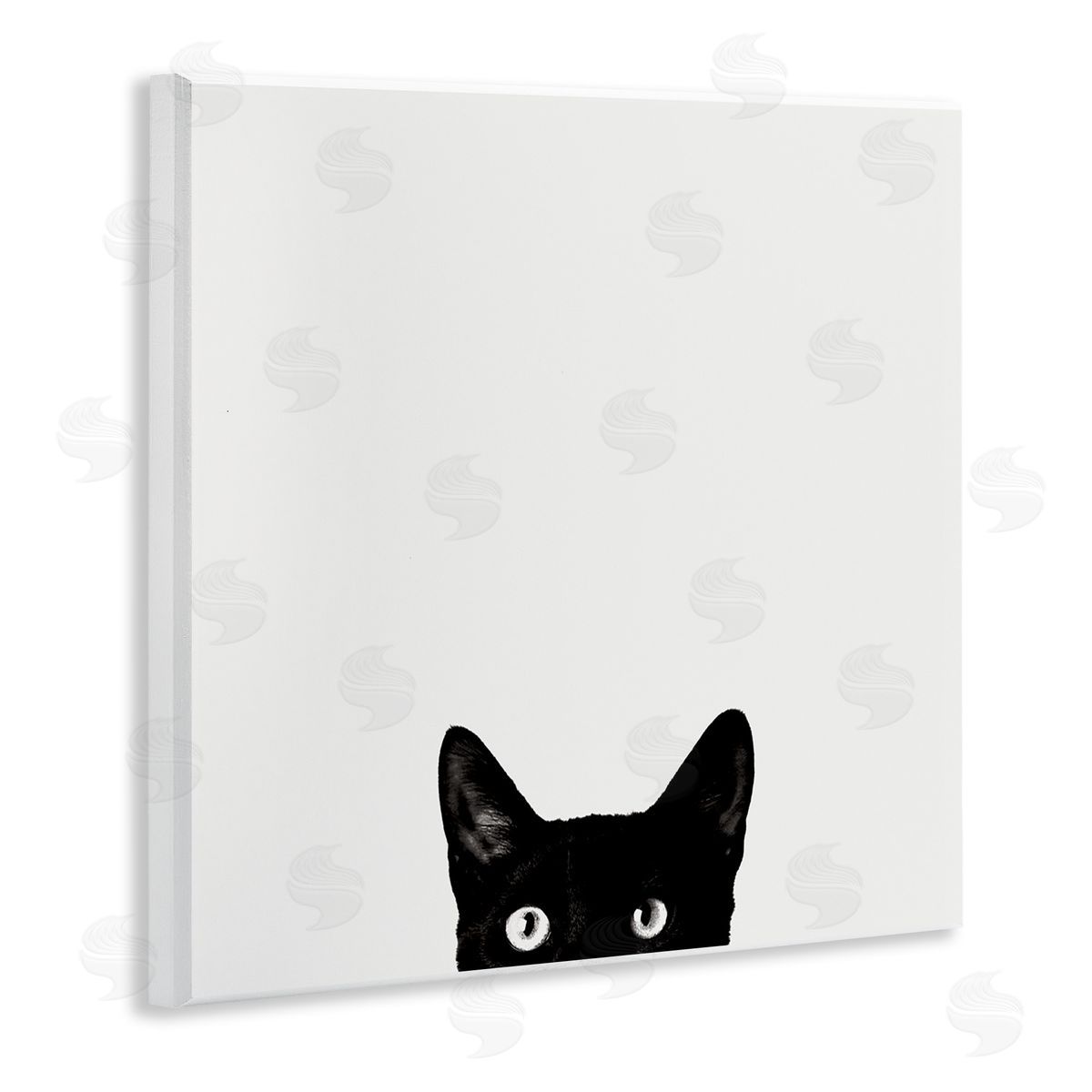 Black Cat Peeking From Below Wood Plaque Wall Art, Home Decor by Jon Bertelli