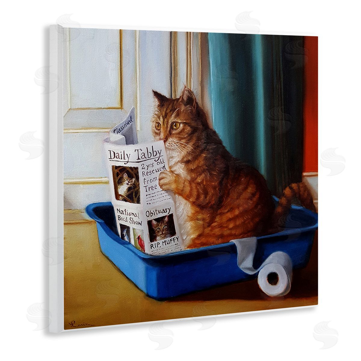 Litter Box Reading Funny Cat Wood Plaque Wall Art, Home Decor by Lucia Heffernan