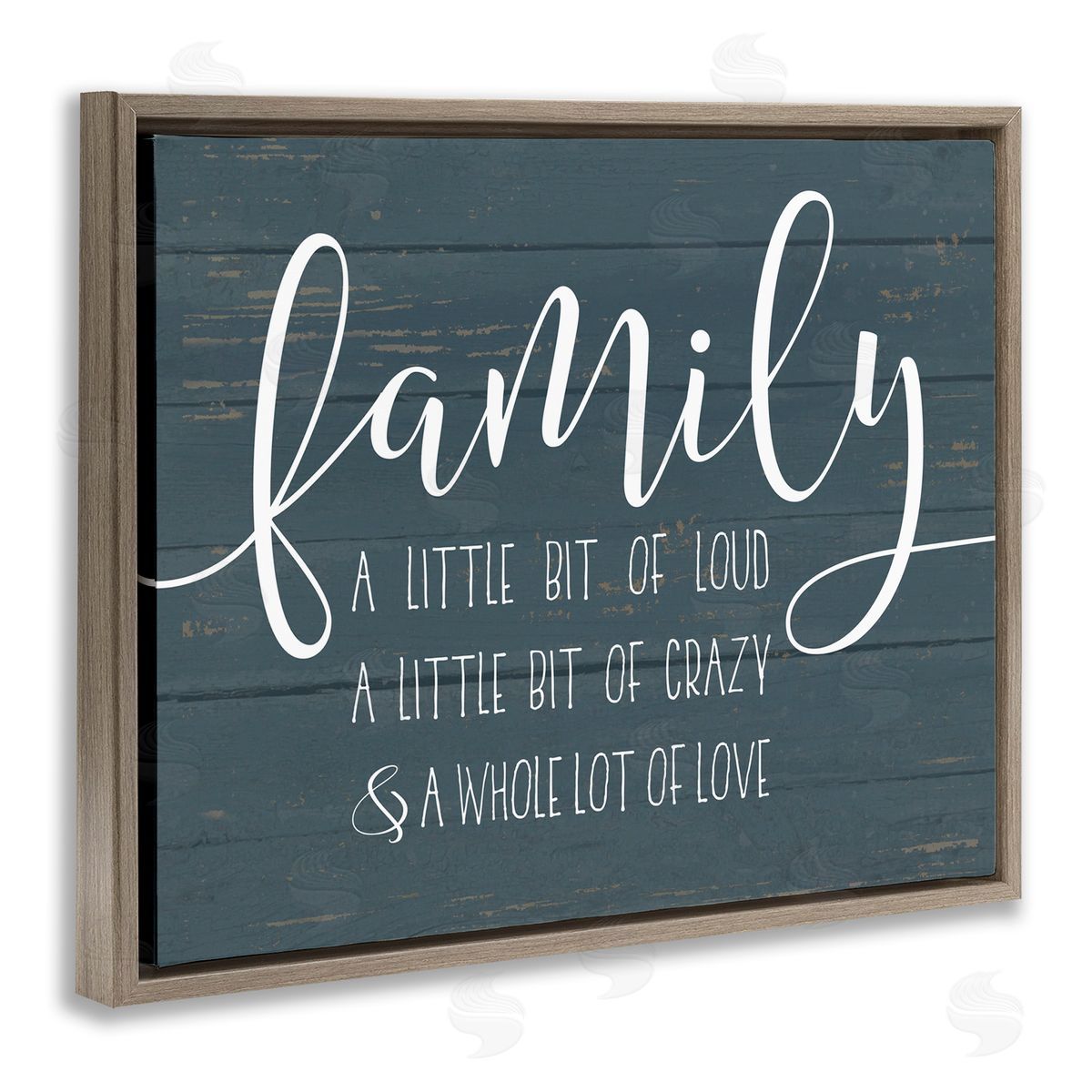 Family Loud Crazy Love Brown Floating Frame Canvas Wall Art, Home Decor by Lettered and Lined